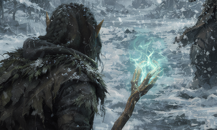 A big combat mech and two soldiers walking through a war torn city